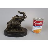 Bronze elephant on marble base - Approx height 16cm