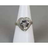 Gold aquamarine and diamond ring - Size N
