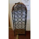 Metal and wicker wine rack