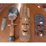 4 African tribal carvings - Approx. height of tallest: 61cm