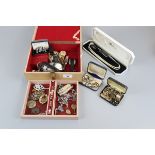 Jewellery box and contents to include watches, cufflinks and cased Lotus pearls etc