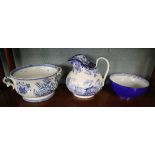 Three pieces of blue and white china to include Copeland Spode