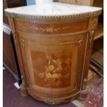 Inlaid corner cupboard with ormolu mounts and marble top