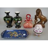 Collectables to include a pair of Troy pottery vases