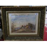 Watercolour - Rural scene by John Fullwood in ornate frame - Approx image size: 33cm x 24cm