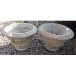 Pair of round stone planters