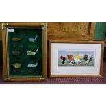 Golf themed diarama together with L/E signed pig print