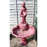 Oriental garden water feature signed Henri - Approx H: 132cm