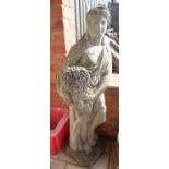 Large stone statue of girl - Approx H: 104cm