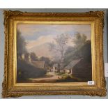 Oil on board in original guilt frame- Pandy Mill Cottages- Bettws-Y-Coed by B Hubbard 1862 -