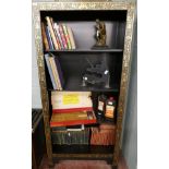 Chinese black lacquer style open bookcase - Approx size: W: 80cm D: 30cm H: 169cm