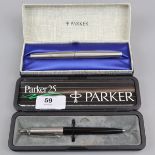 Two Parker pens in original boxes, one fountain and one ballpoint