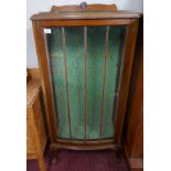 Mahogany glazed display cabinet on ball and claw feet - Approx size: W: 65cm D: 36cm H: 130cm