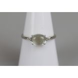 White gold moonstone and diamond ring - Size O1/2