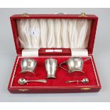 Hallmarked silver cased condiment set - Approx weight of silver 134g