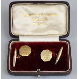 Boxed gold engine turned cufflinks approx weight 4.5g