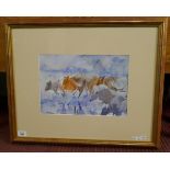 Watercolour - Cattle by Michael Lawrence Cadman - Approx image size: 33cm x 23cm