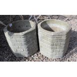 Pair of octagonal stone planters