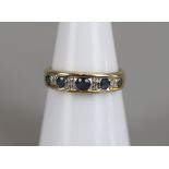 Gold sapphire and diamond 1/2 hoop ring - Size M