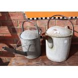 2 vintage galvanised watering cans