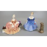 2 Royal Doulton figurines together with rat figure