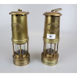 2 brass miners lamps