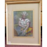 Watercolour - Lady seated by Michael Lawrence Cadman - Approx image size: 30cm x 40cm