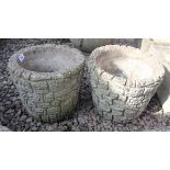 Pair of round stone planters