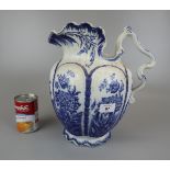 Large blue and white jug - Whitley - Approx H: 30cm