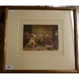 Signed watercolour Harold L C Horton Feb 21st 1900 'Brawl in a Tavern' - Approx image size: 20cm x