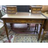 Mahogany dressing table with marquetry inlay - Approx size: W: 107cm D: 52cm H: 97cm