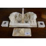 Marble desk set adorned with lions