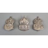 Three hallmarked silver ARP badges 1938