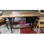 Antique oak hall/library table - Approx L: 122cm W: 43cm H: 76cm