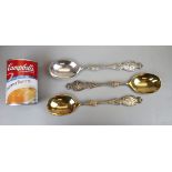 3 hallmarked silver spoons circa 1902 Approx 355g