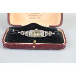 Art Deco ladies stone set silver watch
