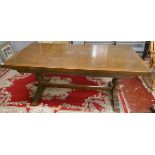 Oak extending refectory table by Old Charm - Approx. size L: 259cm W: 91cm H: 78cm