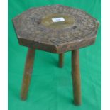 Carved oak milking stool