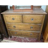 Antique oak chest of 2 over 2 drawers - Approx W: 92cm D: 45cm H: 82cm