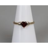 Gold heart shaped garnet ring size N