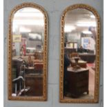 Pair of gilt framed arch top mirrors