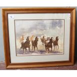 Watercolor by Norman Sinclair of "Burros" - Wild Horses - Approx IS: 25cm x 35cm