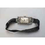 Ladies Art Deco silver and marcasite watch