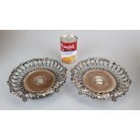 Pair of early Victorian silver plate champagne coasters by Elkington and Co.