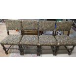 Set of 4 oak chairs with tapestry upholstery