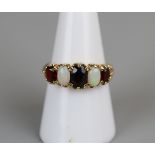 Gold opal and garnet ring size P