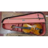 Cased violin