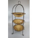 Metal and wicker vegetable/fruit stand