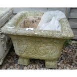 Stone square planter on feet