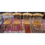 Set of 4 beech spindle back chairs